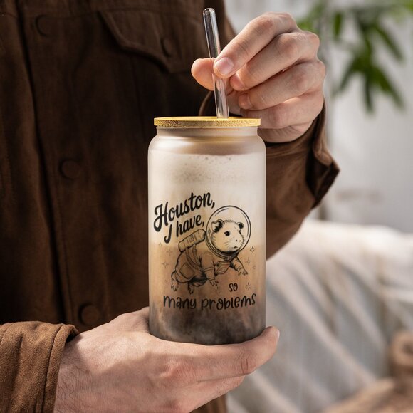 Houston I Have So Many Problems Hamster Astronaut Tumbler, Funny Space Nerd Gift - Picture 2 of 6